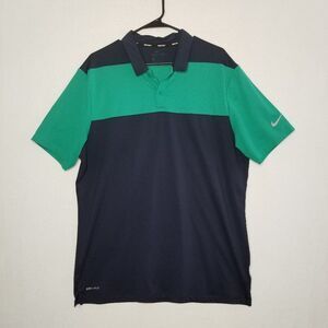 Nike Golf Dri-Fit Polo Shirt Colorblock Blue/Green Short Sleeve Men's Size L